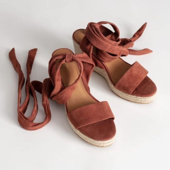& OTHER STORIES Suede Lace Up Espadrille Wedges size 7 - Picture 2 of 10